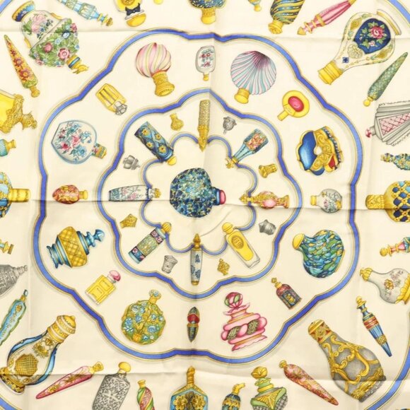 HERMES Carre 90 Scarf ""Pourvu qu'on oit l'ivresse"" Silk White Auth am8729 - Picture 9 of 14